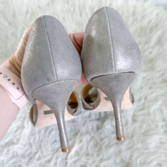 Badgley Mischka Gunmetal Silver Embellished Heels | Size 8 - Picture 5 of 10